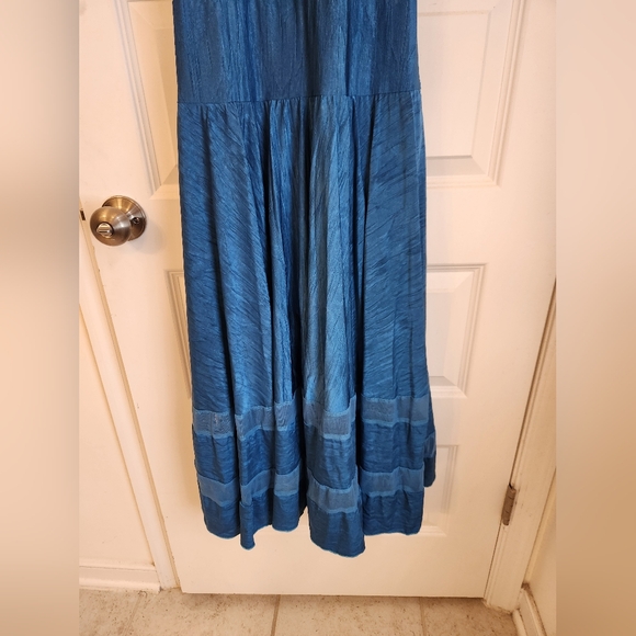 Womens Blue Maxi Dance Wear Dress Competitive Dance Size XL #QQ1039 - Picture 3 of 10